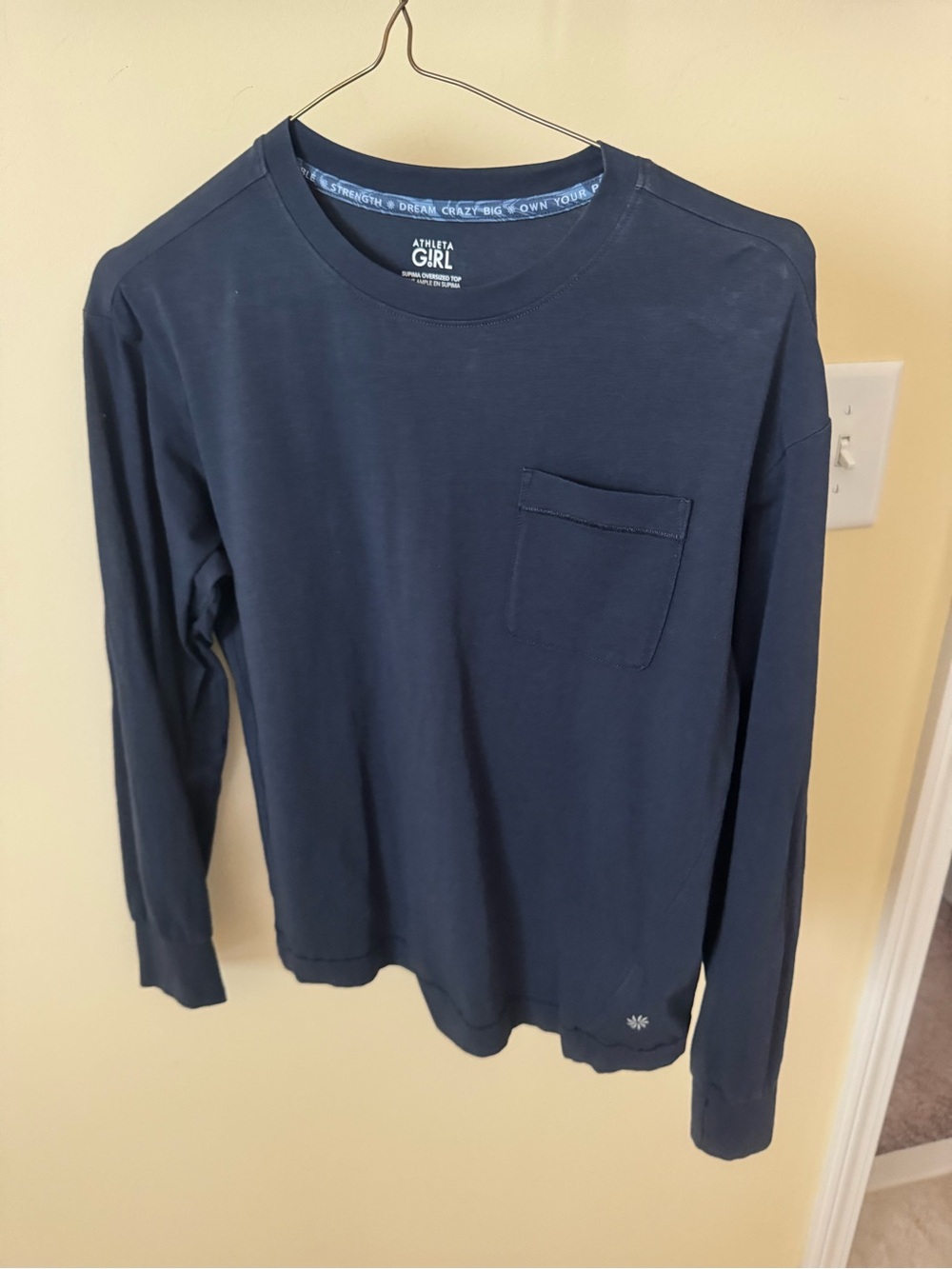 Athleta Navy Long Sleeve Pocket Tee for girl Kids 8/10